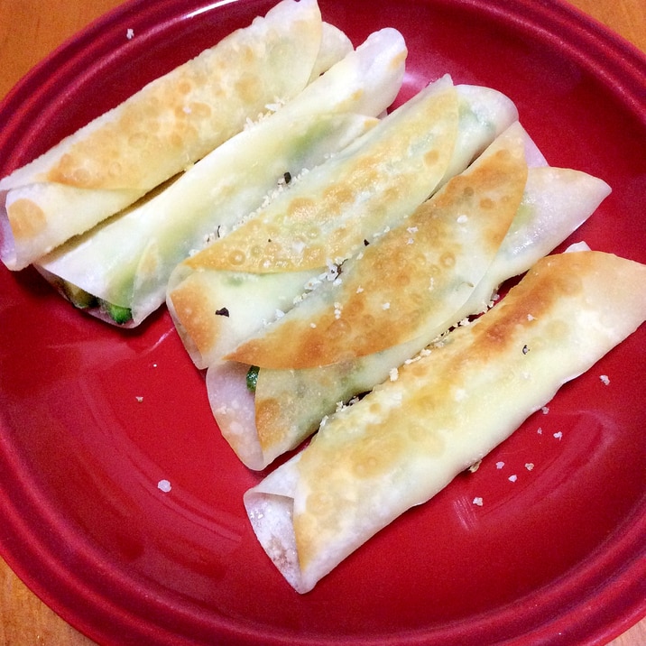 餃子の皮でゴーヤチーズ巻き